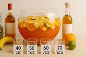 Quantité de punch pour 40, 50, 60, 70 personnes